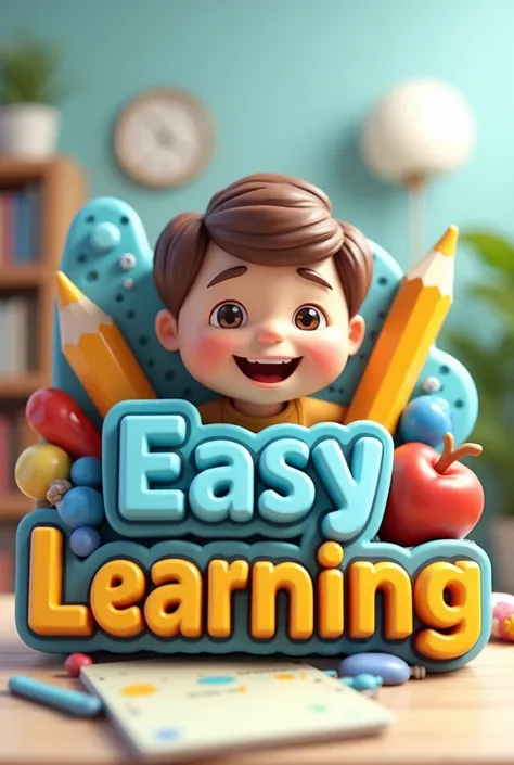 Generate a 3d homeschool logo with the name easy learning