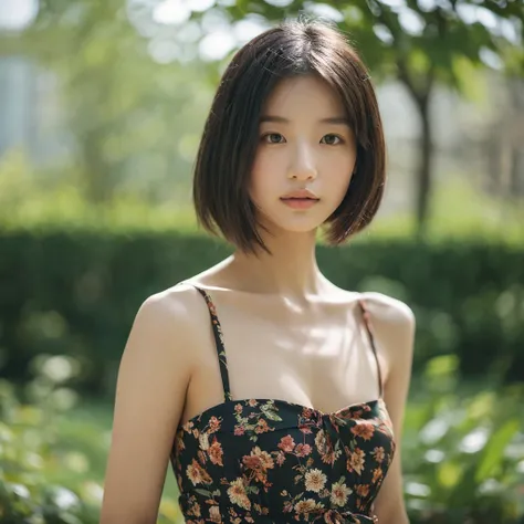 A hyper-realistic image of a single Japanese woman in her early 20s, captured with the nostalgic warmth and subtle graininess of a film camera. Her skin has a warm beige tone with a natural, slightly rough texture that includes visible pores, fine lines, a...