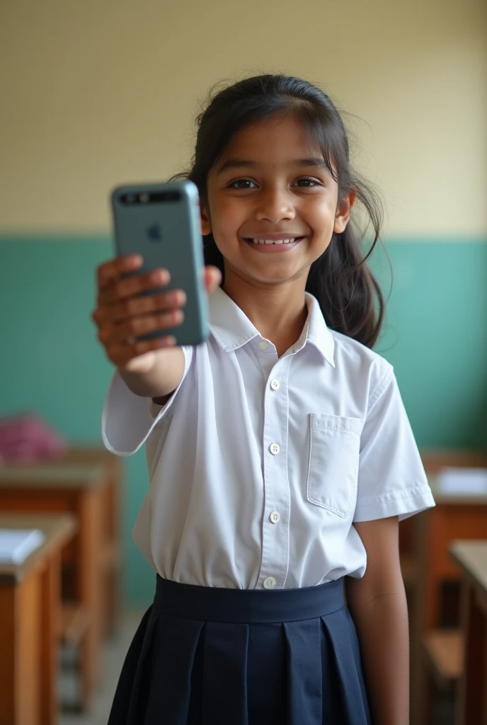 Indian school girl taking selfie 