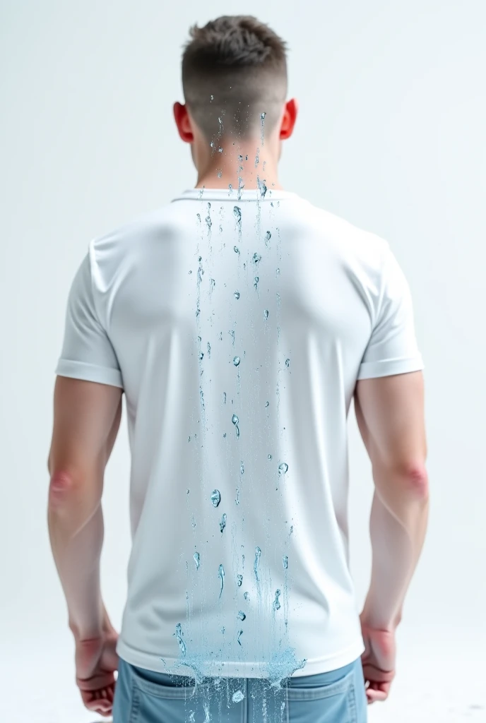 White T-Shirt with water dripping on the whole back 