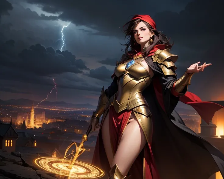 - Photorealistic with perfect details, Cinematic, Masterpiece, HD, Sexy CGI.

- Beautiful woman "Venezuela", Brownish Black Hair, sparkling eyes, expressive face.

- Wearing a costume ("Full Sexy Armor"), a costume that embodies the form of "Wizard Shazam-...