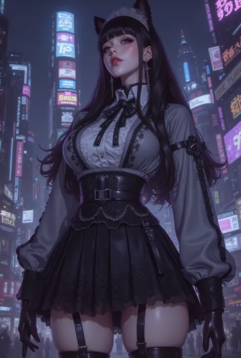 (( Software,  Masterpiece,  top quality,  required items,  top quality, Highest Level,  Max Image Quality)),  by Nomi, (live-action,  intricate details),  1girl , jirai girl, ( gothic lolita　Jirai Girl in fashion),  beautiful glossy black long hair,  Beaut...