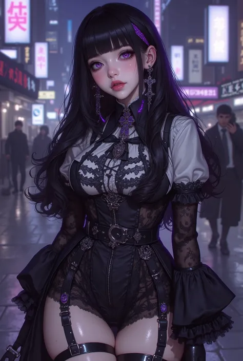 (( Software,  Masterpiece,  top quality,  required items,  top quality, Highest Level,  best image quality)),  by Nomi, (live-action,  intricate details),  1girl , jirai girl, ( gothic lolita　Jirai Girl in fashion),  beautiful glossy black long hair,  Beau...