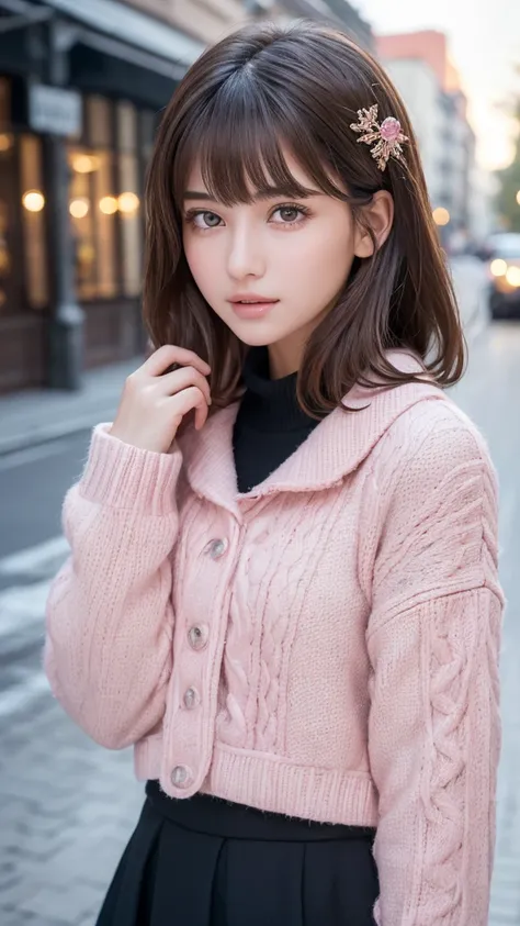  one girl, ( beautiful girl,  Delicate Girl:1.3), (:1.3),
break, ( pink winter clothes:1.3),
break,  extremely fine grained definition , ( symmetrical eyes:1.3),
break, ( street:1.3),   perfectly cropped fingers ,
break,  small breasts,  brown eyes,  split...