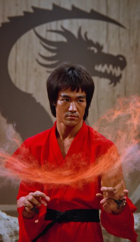  Bruce Lee as Liu Kang — The Legend Reborn

In the immensity of an interdimensional ,  where the battle between the forces of good and of Barely takes shape in a grand spectacle ,  an imposing figure stands out .  It is Bruce Lee's penetrating gaze ,  now ...