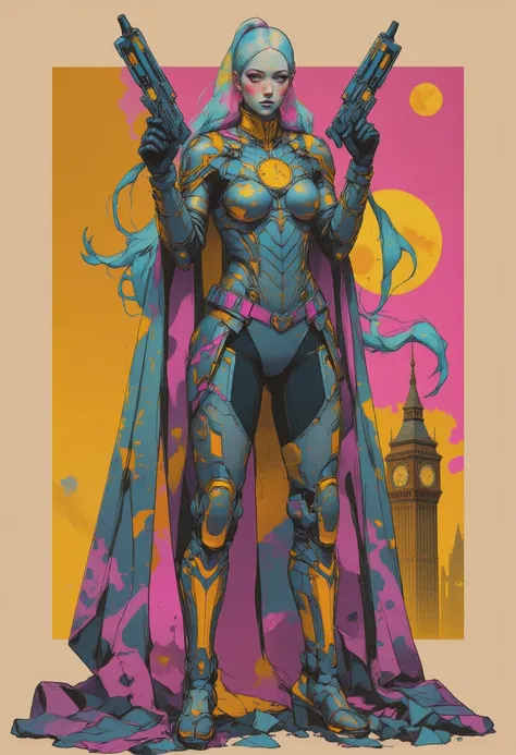 Cinderella stands as a bold and futuristic anime heroine in a shimmering cyberpunk warrior fusion suit. The suit is a stunning blend of metallic silver and sky blue, with glowing glass-like armor pieces on her shoulders, arms, and boots, evoking the feel o...