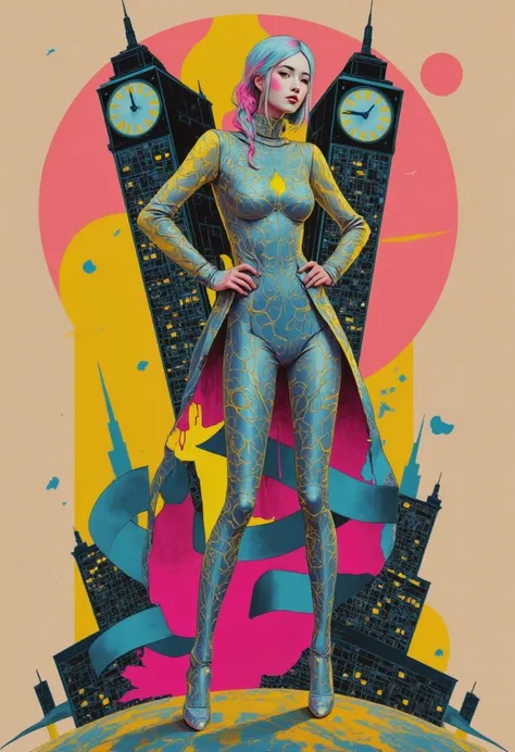 Cinderella stands as a bold and futuristic anime heroine in a shimmering cyberpunk warrior fusion suit. The suit is a stunning blend of metallic silver and sky blue, with glowing glass-like armor pieces on her shoulders, arms, and boots, evoking the feel o...