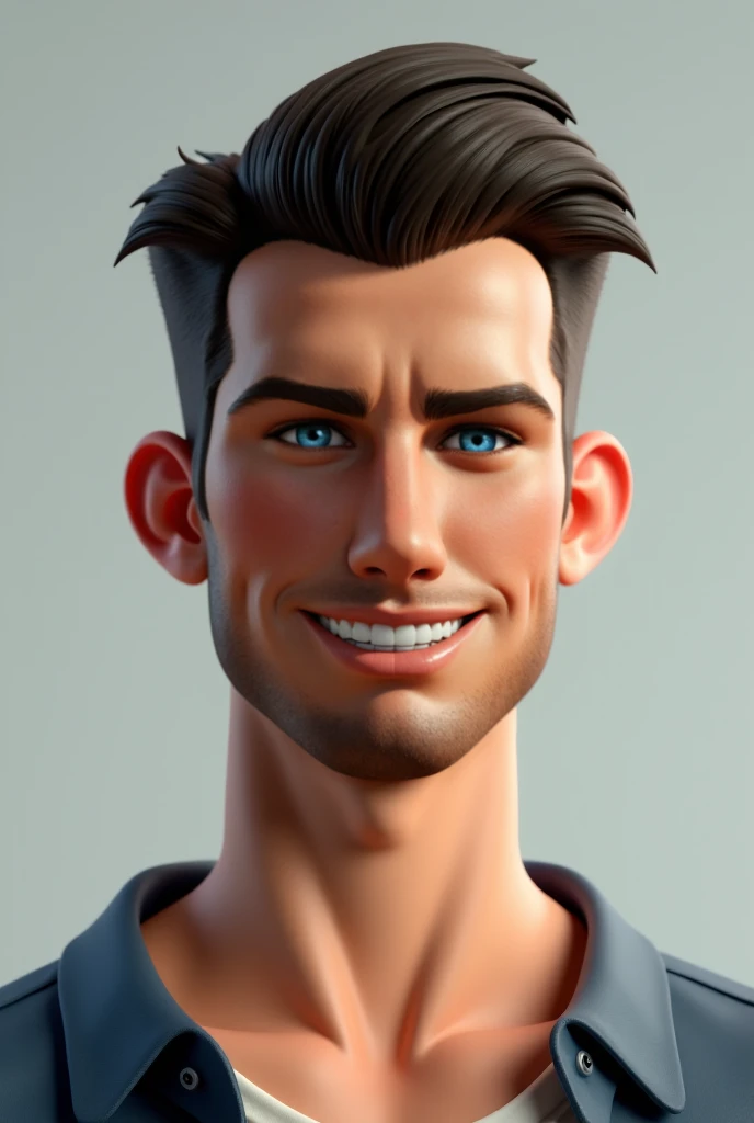 handsome male. reproduce a realistic version of the cartoon character.