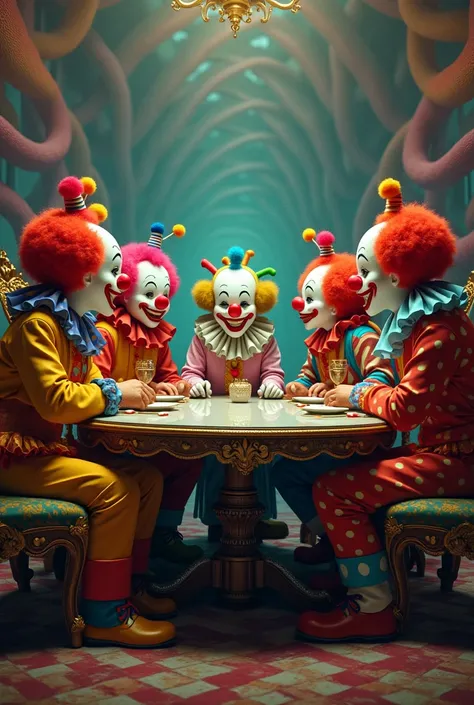 Meeting table with clowns