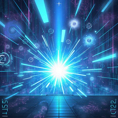 Yu-Gi-Oh Style, Cyber explosion, Digital flashes, Flash of blue light, In a cyberspace