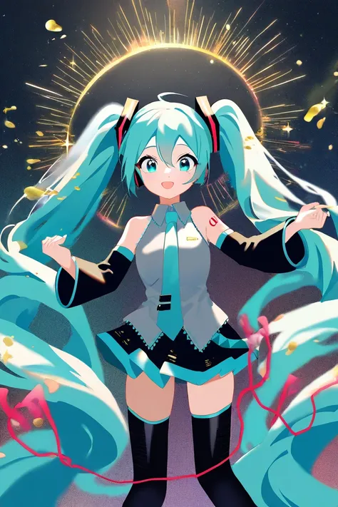 1 Girl,1 Player Hatsune Miku,
 highest quality,惊人of质量, is very beautiful,of,
