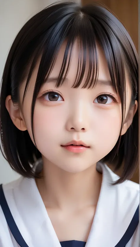 score_9, score_8_up, score_7_up, Masterpiece ,4k, top quality, Japanese young girl, (naive Japanese face), flat chest, baby face, cute face, petite body, short stature, high definition skin, One Girl, Alone, black hair, short bob haircut, (Protruding jaw),...