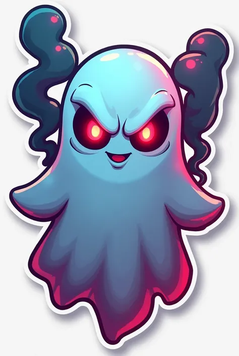 
“Design a playful yet intense ghost character sticker with a ‘RAGE MODE’ or ‘TRYHARD’ theme. The ghost should have glowing red eyes and an expression of determination and focus, showing intensity but still maintaining a friendly and charismatic appearance...