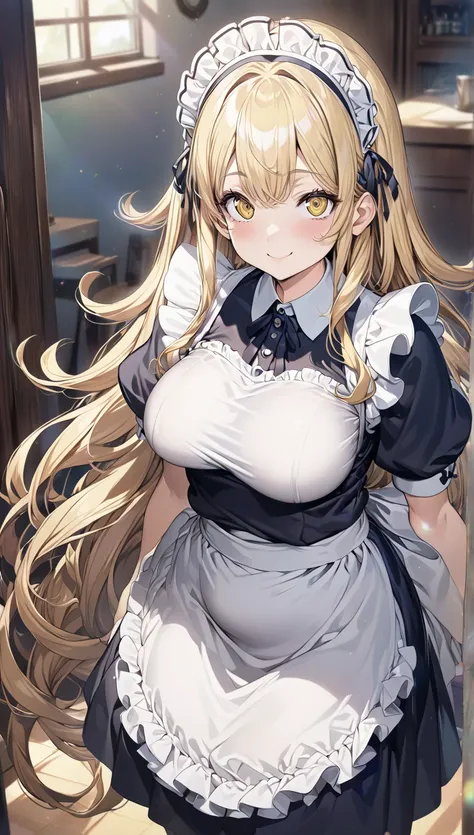 18 year old beautiful girl  ,   big eyes,   plump breasts, Petite and slim  ,  8,000,   high quality , (Very detailed head  : 1.0), (   very detailed facial  : 1.0), ( Highly detailed hair : 1.0), Maid Uniform,  Highly Detailed Official Artwork ,   anime c...