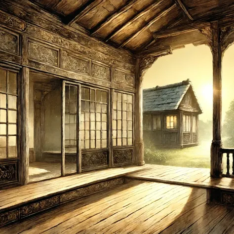 No_human, original_scenery, safe, a Victorian-style house with a wraparound porch, ornate wooden details, soft afterNoon sun, Namama Polaris , masterpiece,best quality,amazing quality