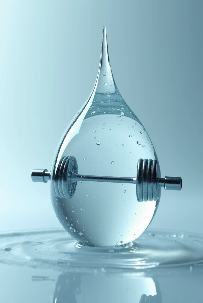 Pure drop of water holding a barbell