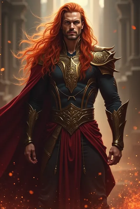 Alatar is a red-haired God, of a fibrous and muscular body,  with a strong build , her face is beautiful and seductive, His chest is bare and surrounded by an aura of shadows 