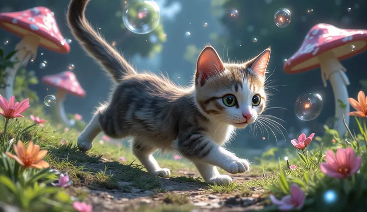 Cat walking in playful environment