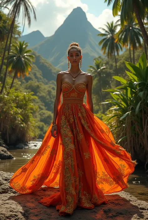 Erew a fashion designer ,  I want to see dress options for age models that represent Costa Rica and in turn volcanoes