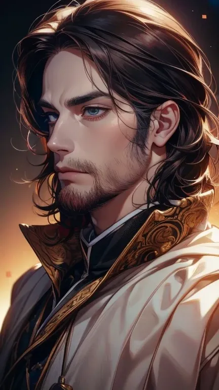 (    borrowed letter ,4K,8k,    highres,    masterpiece :1.2),    ultra-detailed   ,(realistic,photorealistic,photo-realistic:1.37),36-year-old man,3 day beard,Beautiful anime,Portraits,strong,Masculine,     with black hair  ,sharp jaw,       mesmerizing e...