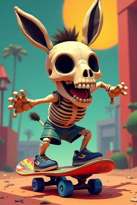 SKULL OF A NINTENDO RETRO DONKEY SKATING SKATEBOARD