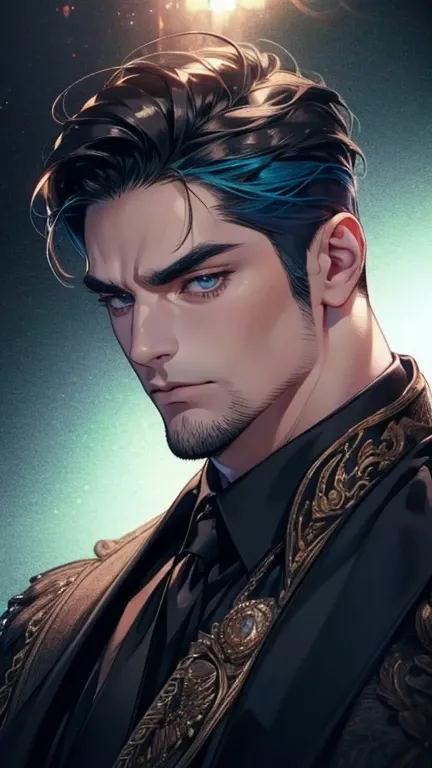 (      league player  ,4K,8k,     highres,     masterpiece :1.2),     ultra-detailed   ,(realistic,photorealistic,photo-realistic:1.37),36-year-old man,3 day beard,Beautiful anime,Portraits,strong,Masculine,      with black hair  ,sharp jaw,         mesmer...