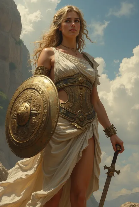 Athena, Daughter of Zeus ,  to the ground that carries the aegis , He dropped ,  in 
his father's palace ,  the beautiful embroidered hair that she 
She had knitted and embroidered herself with her hands;  wore the tunic of 
Zeus ,  that piles up the cl...