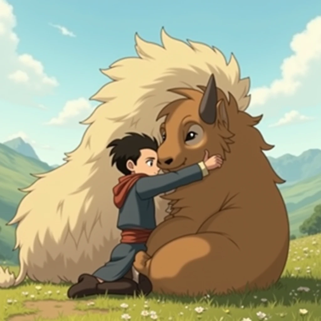 I want a super quality image of Appa with Aang cuddling 