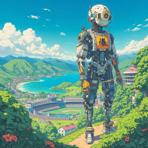 A fusion of **Hayao Miyazaki's** whimsical, nature-infused aesthetic and **Katsuhiro Otomo's** gritty, cyberpunk edge. The world is lush and vibrant, with Miyazaki's signature attention to natural beauty—rolling green hills, crystal-clear Caribbean waters,...