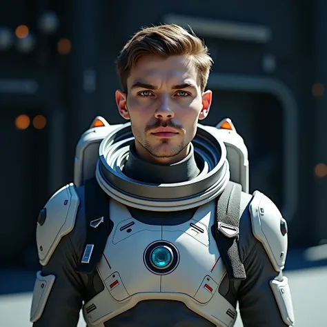 Photo for identification: stocky young man with light facial hair wearing space explorer clothing 