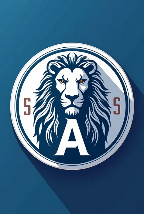 Round shield shape, Create me soccer shield with letters s and a lion, Color white and blue the shield 