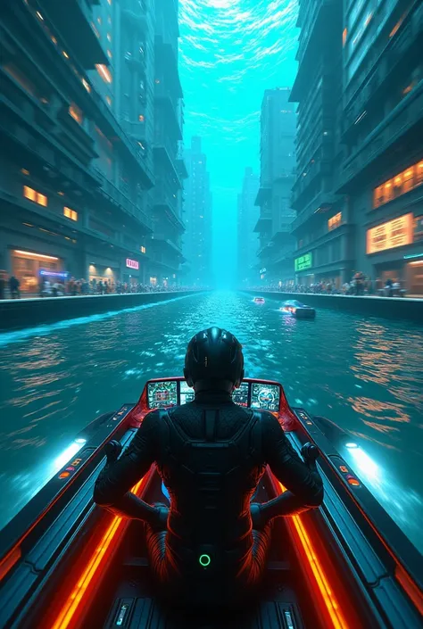 Futuristic underwater racing First person view