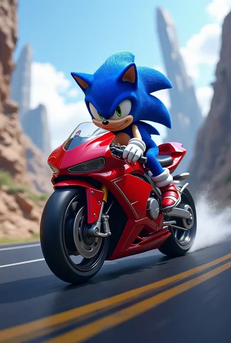 Sonic on a red bike 