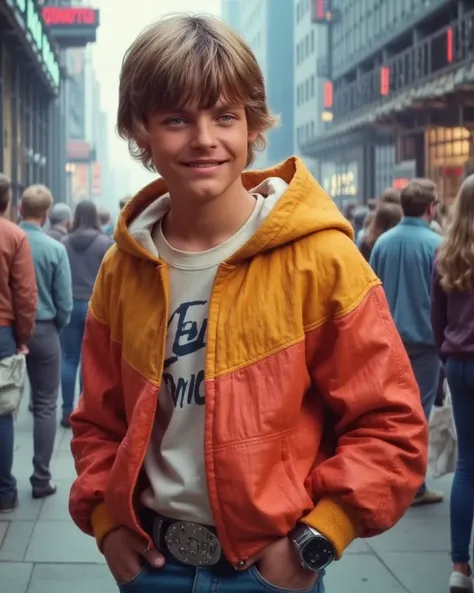 Luke Skywalker in cute 80s pop American fashion