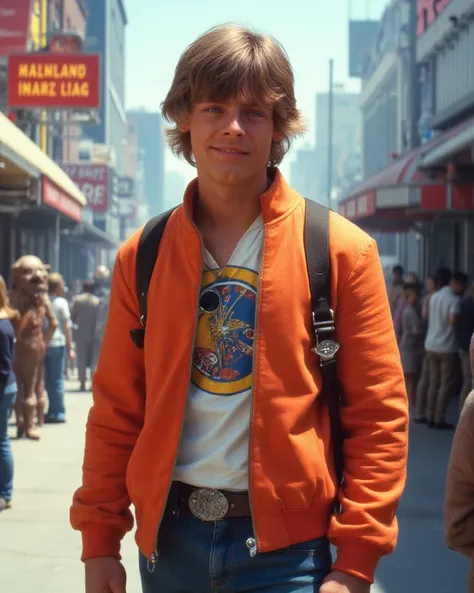 Luke Skywalker in cute 80s pop American fashion