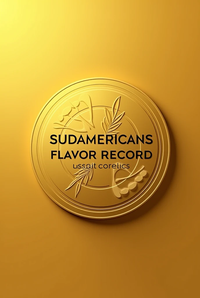 Round gold-gold logo that says SUDAMERICANS FLAVOR RECORD 