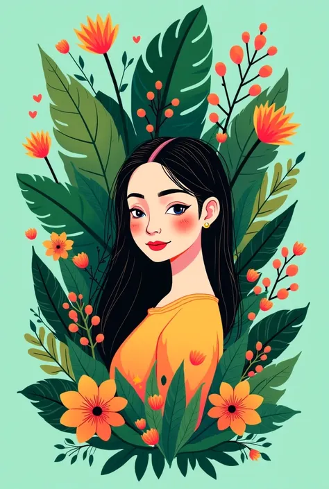 A green colour logo with a girl and some leaves and flowers with the name of Green girl