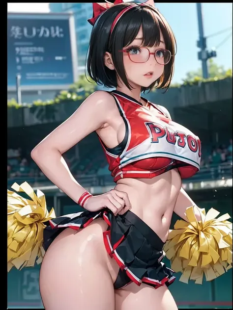 8k,  Highest quality RAW photos ,        Masterpiece,    exists,((The photo is  )) (           1 ultimate beauty), ((                 Taiwanese baseball cheering cheerleader uniform            )),(((          cheerleader cosplay with skirt            )))((...