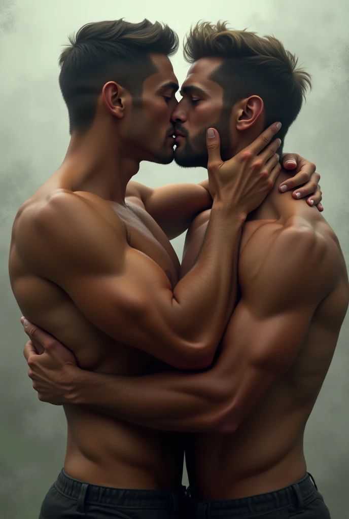 Naked men kissing