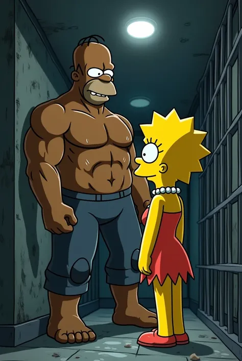 Sweaty naked Marge with a tough black guy in prison Homer de Fora 