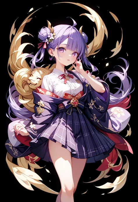 posters、 anime style、((( best composition、 top quality、 greatest masterpiece、 super detailed、 high definition、CG)))、 absurd、 fantasy、Shoulder、 has long sleeves 、The cuffs are widened、 unique cute dress、（ box pleated skirt 、 pleated inner fabric is plaid）、K...