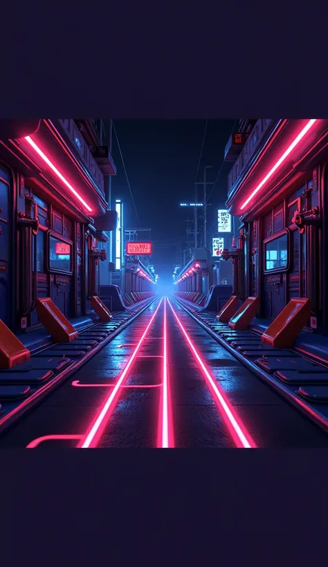 A standard pop background with a combination of red and blue colour, with some x lines a small picture of a road, some mechanical parts of a bus and full of neon lights, and at the top middle should denote this sentence "  of വൈകുണ്ഡനാഥൻ " in a yelloish re...