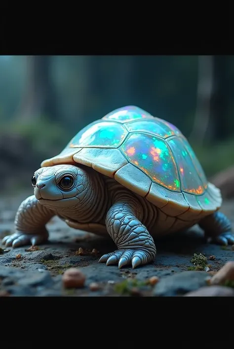 Combine turtle with opal make it hybrid 4o cinematic lighting make it ultra realistic add lots of details make it realistic 