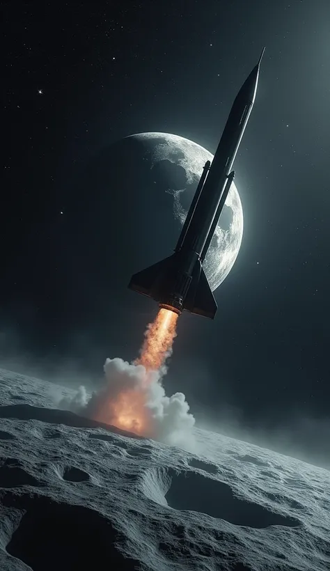 A nuclear bomb heading towards the moon 