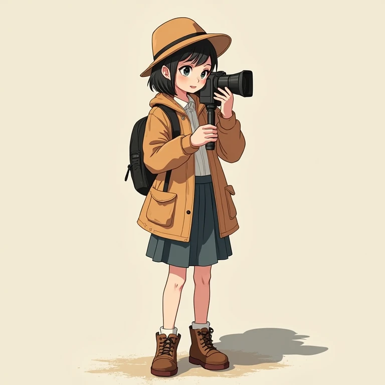 girl reporter、 illustration 、camera