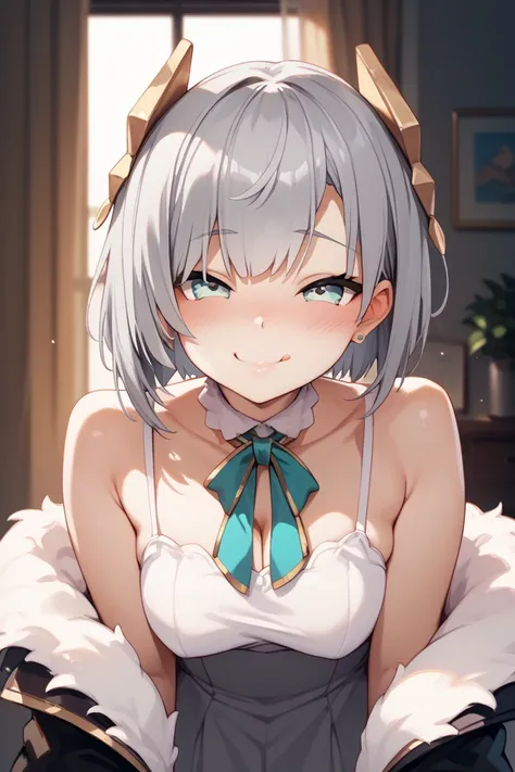  Nijisanji,  virtual Youtuber ,Ars Almal,chewy cheeks,Fluffy, gray hair,  shortcut, Sexual Behavior, ahe face