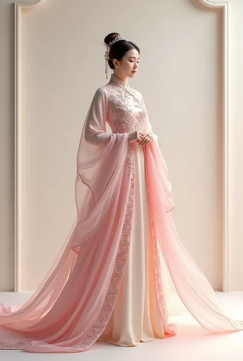 Image of 1 baju kurung moden with a mix of hanfu in any pastel colour 