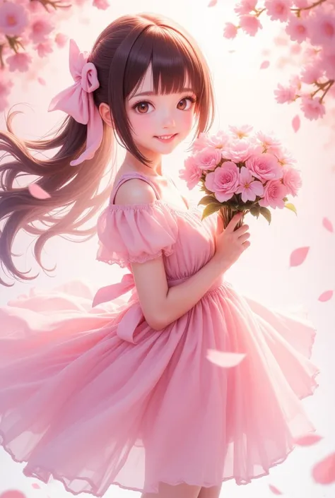 girl looking straight ahead  Show the whole body  wearing a party dress  美しいアニメ風ポートレート　 Detailed Portrait of a Beautiful Girl in Anime Style  ,  Amazing Beautiful Anime Style Portrait  ,  beautiful anime women , digital  animated illustration  ,  anime sty...