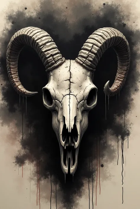 Demonic goat skull drawing 