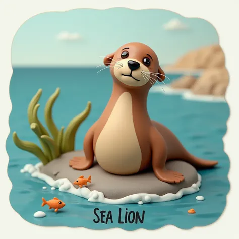 Here’s the updated image prompt for your sea lion:

**Prompt:**  
A hand-crafted clay toy-style sea lion with natural colors, featuring a smooth brown and beige body, with a playful face and a sleek, streamlined form. The sea lion is lounging on a smooth r...